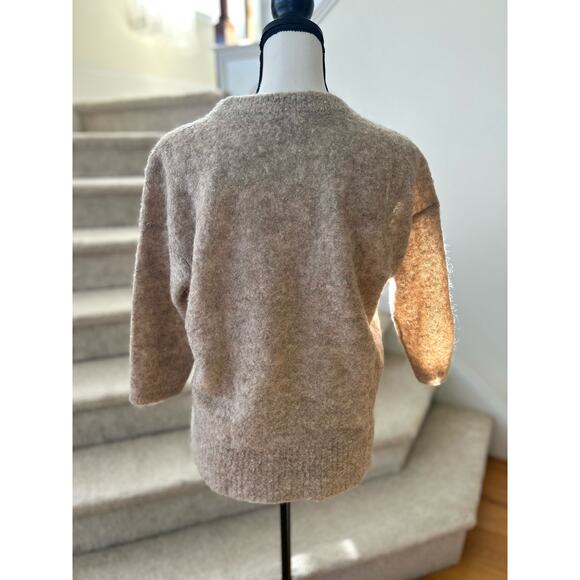 J.Crew Tan Alpaca 3/4 Length Sleeve Crewneck Sweater - Picture 2 of 5